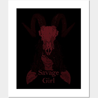 ASCii Savage Girl w/ text (Red) Posters and Art